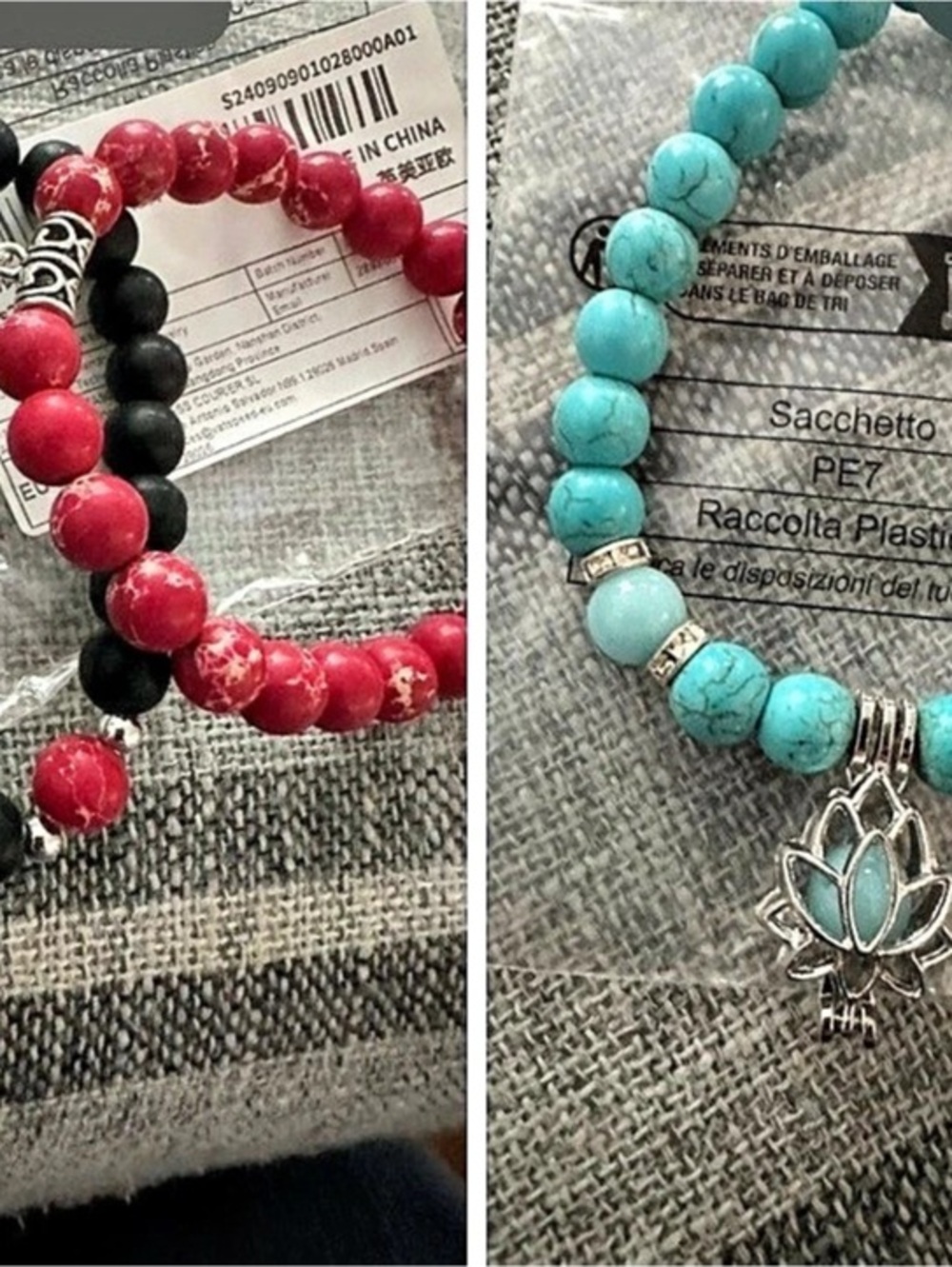 Beaded Charm Bracelets in Turquoise & Black NWT